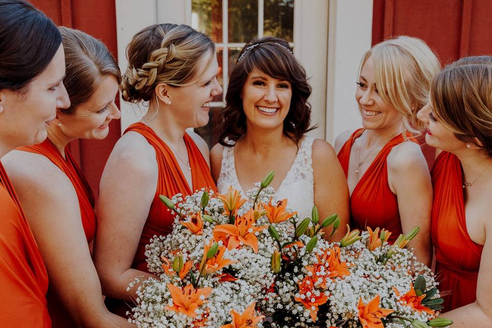 Bride with bridesmaid