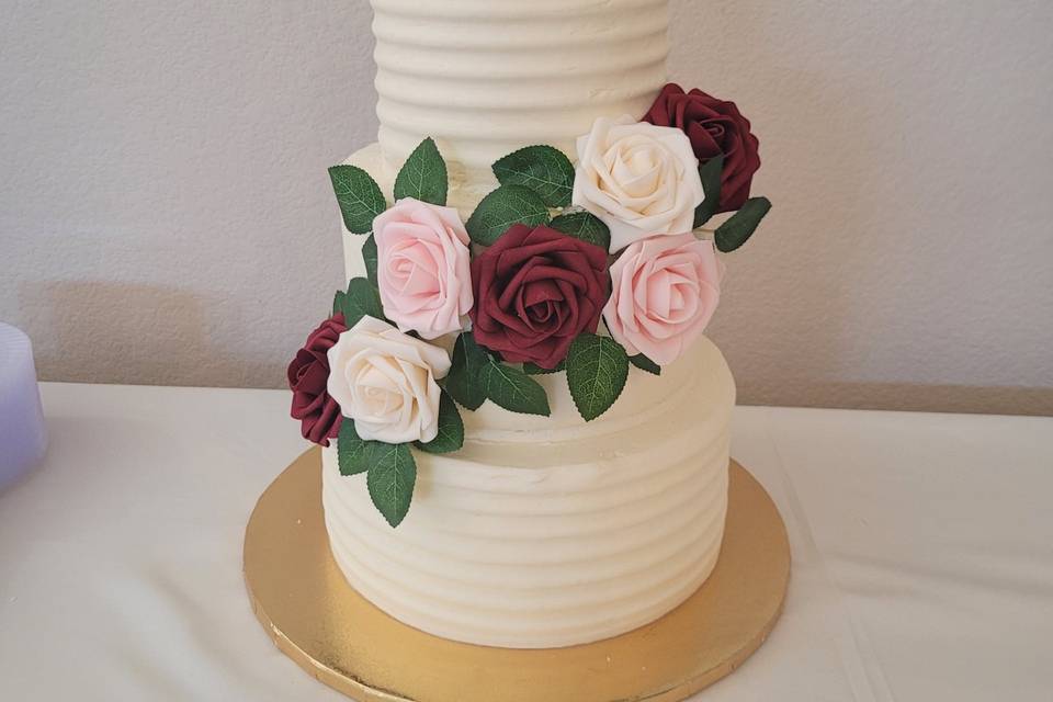 Pretty combed design with rose