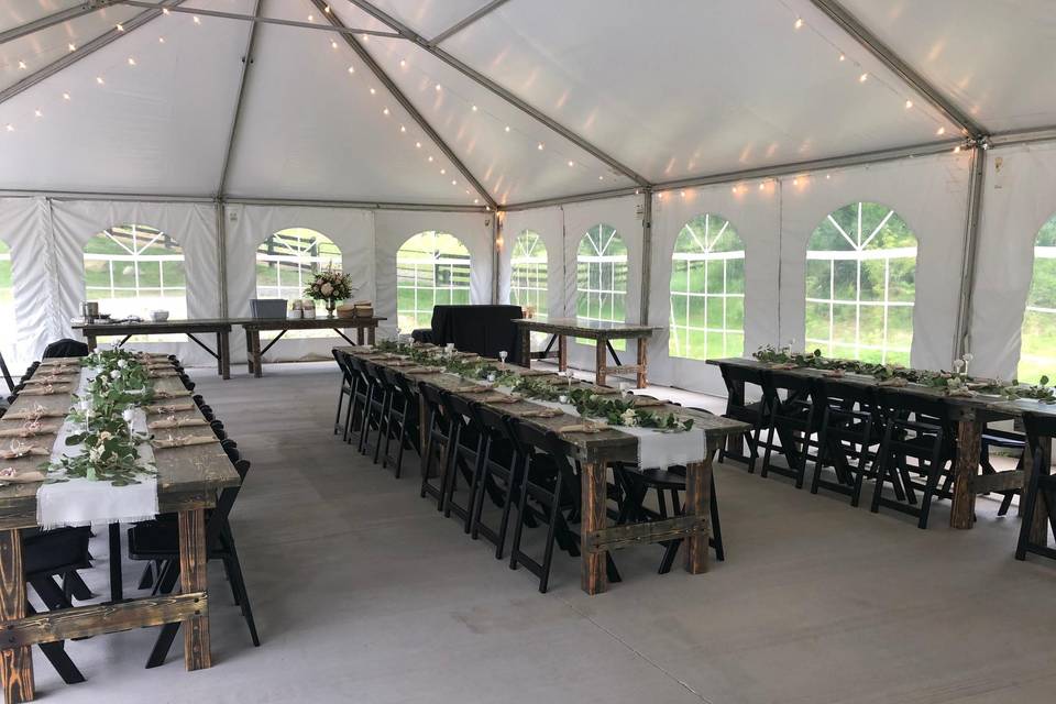 Wooden farm tables