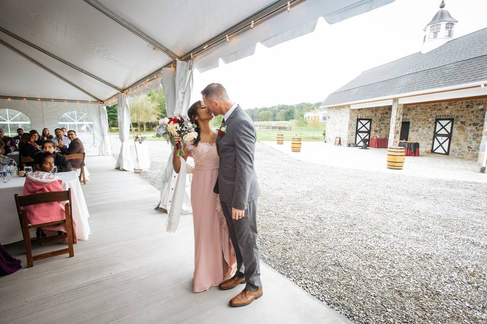 Grand entrance into tent