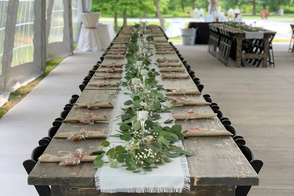 Wooden farm tables