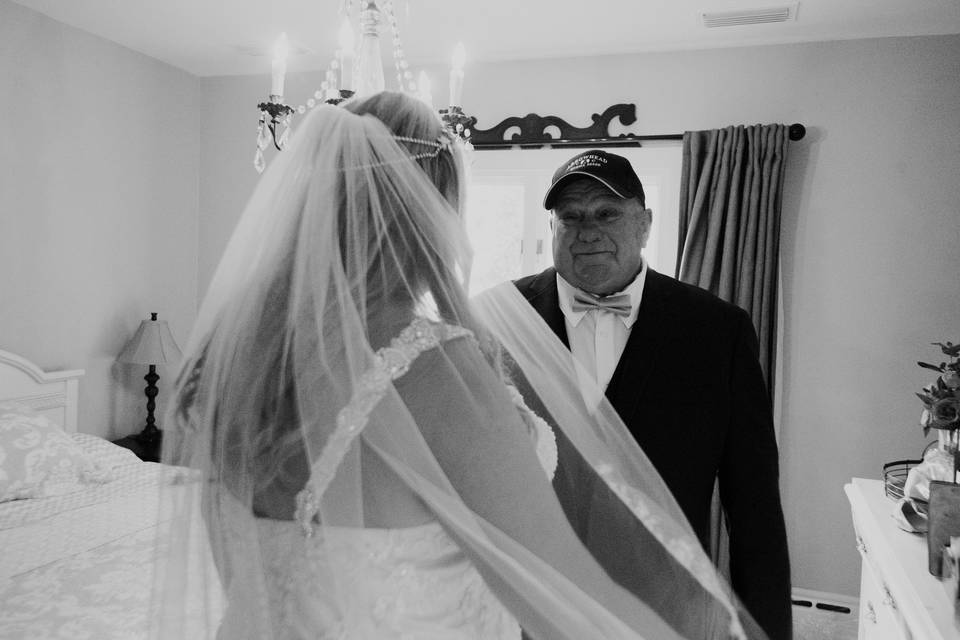 First look with bride's father