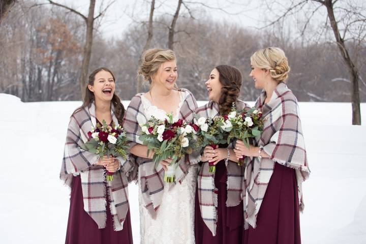 Bride and her bridesmaids