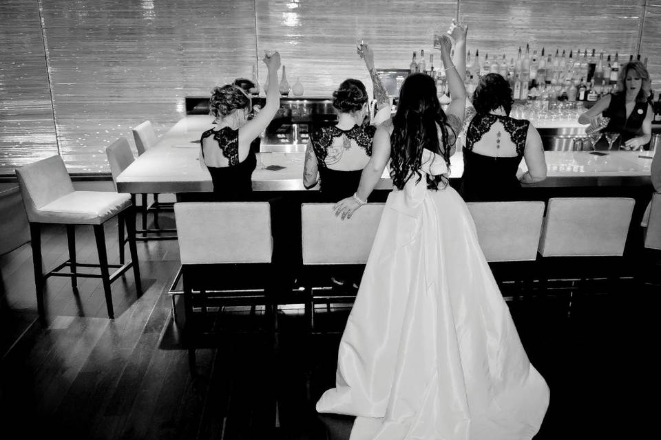 The bride with her bridesmaids