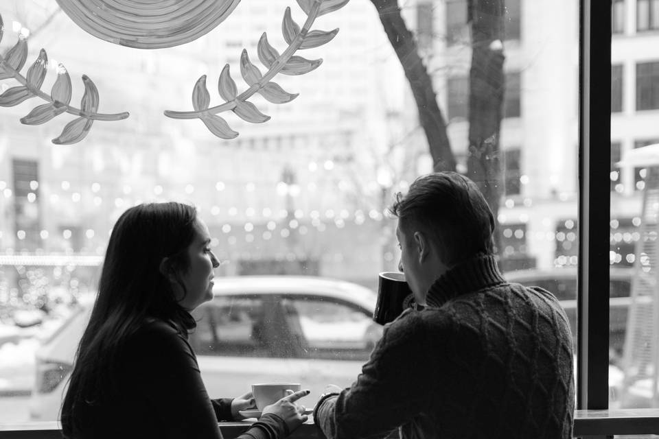 Coffee Shop Engagement Session