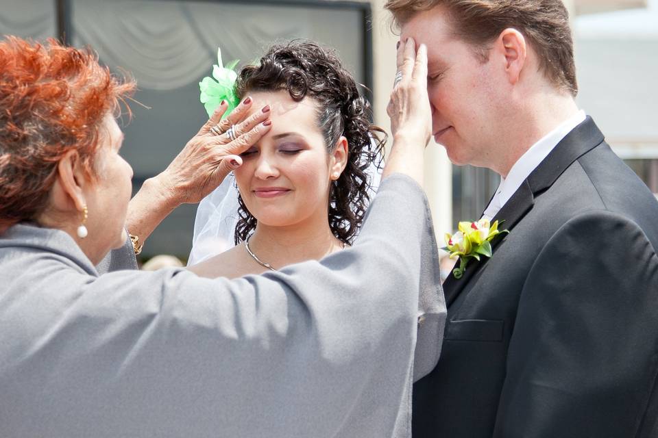 Officiant and the newlyweds