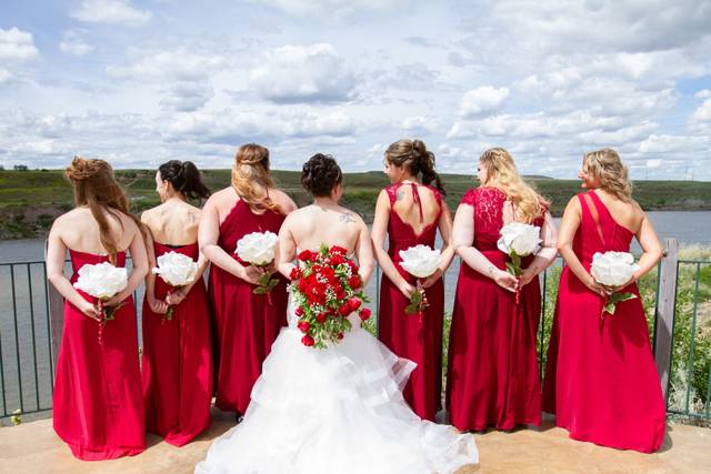 Bride and bridesmaids