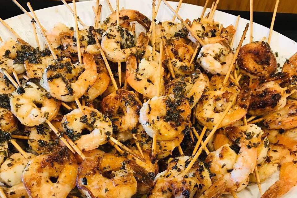 Seasoned shrimp skewers