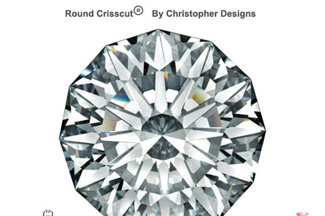 The newest addition to the Crisscut® family: Christopher Designs the Crisscut ® Round. Although related to the popular 58-facet round brilliant diamond, it occupies a class all its own. Cut from AGS ideal 