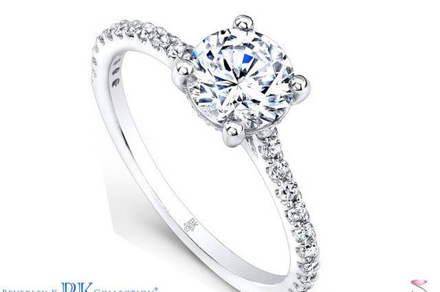 This sophisticated Beverley K diamond semi mount engagement ring of 18K white gold