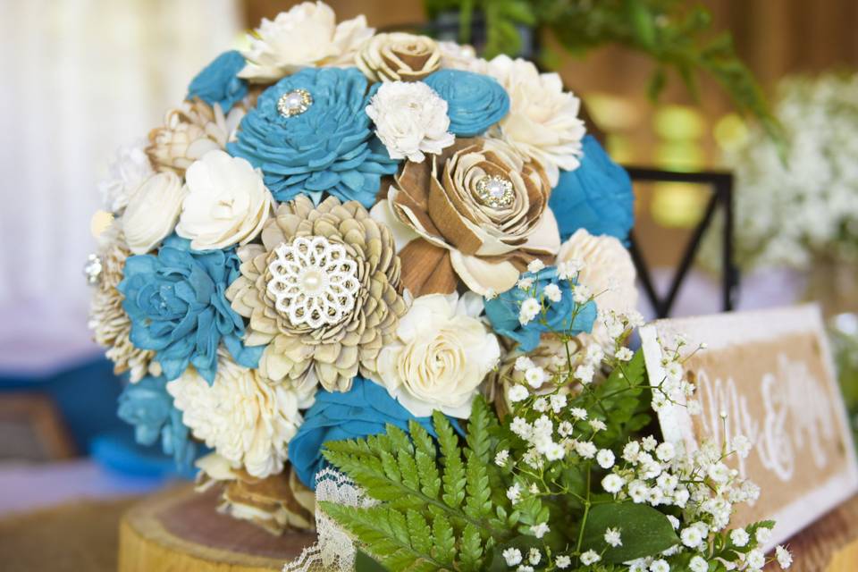 Blue and white flowers