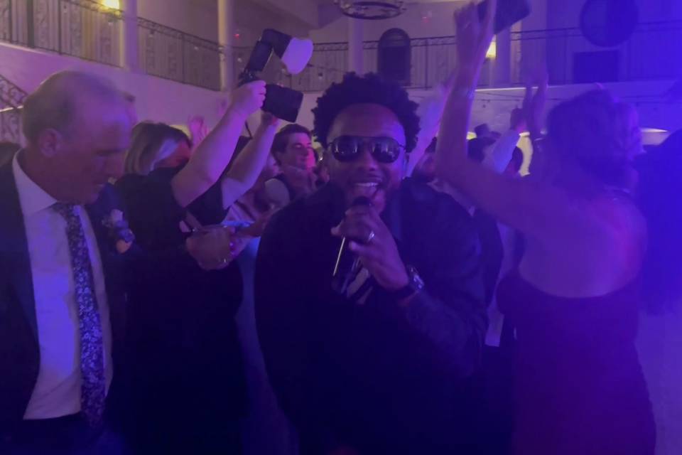On the floor, with the party!