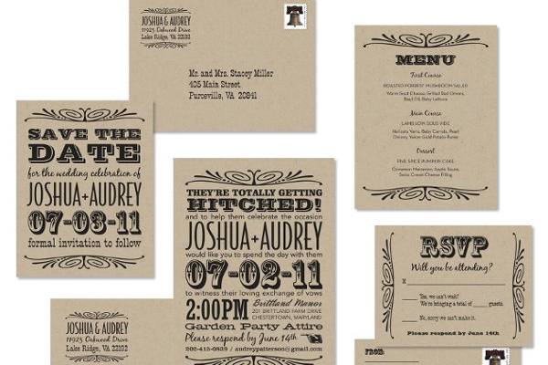 Hamilton wedding invitation set