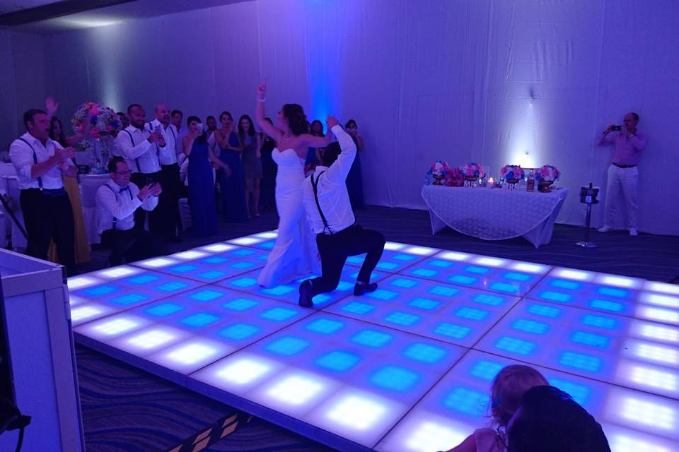 Bride and groom lighting up the dance floor