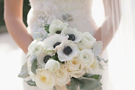 The bride holding her bouquet