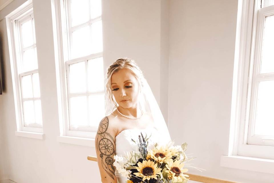 Guest-of-honor holding bouquet