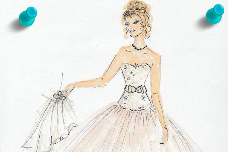 Illustration of a wedding gown design
