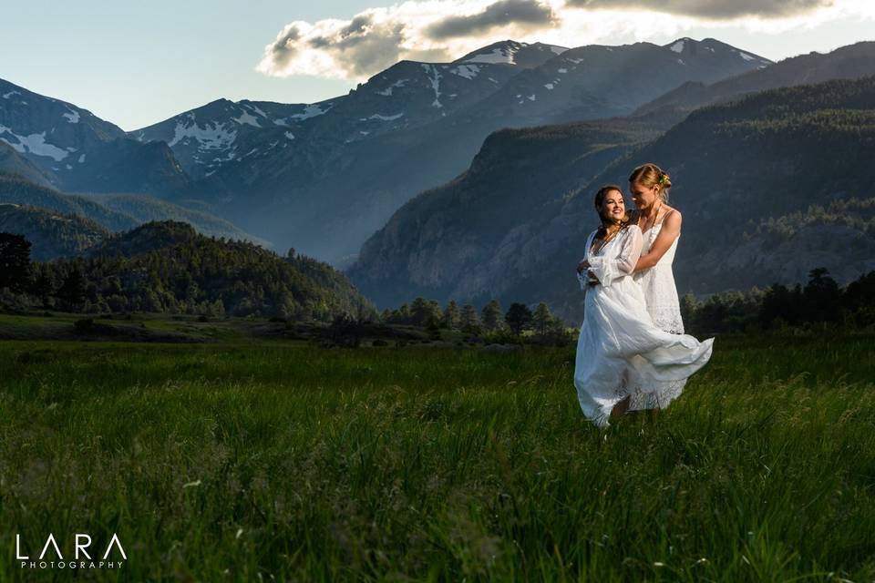 Newly married in the mountains