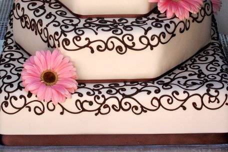 Pink and black cake