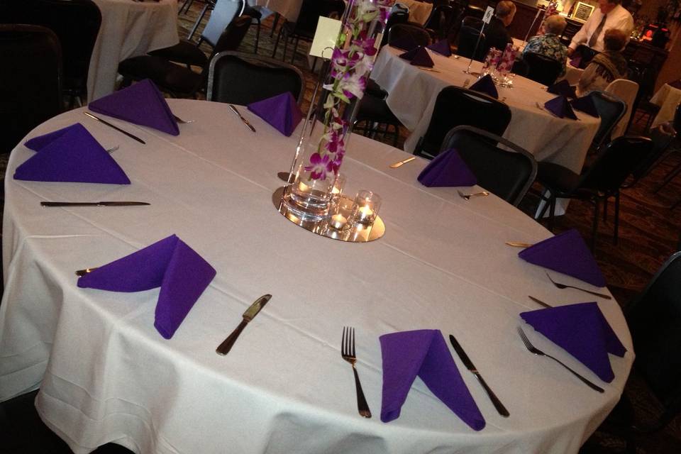 Table setup with centerpiece