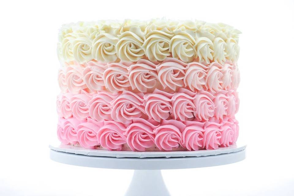 Pink ombre rosette cake