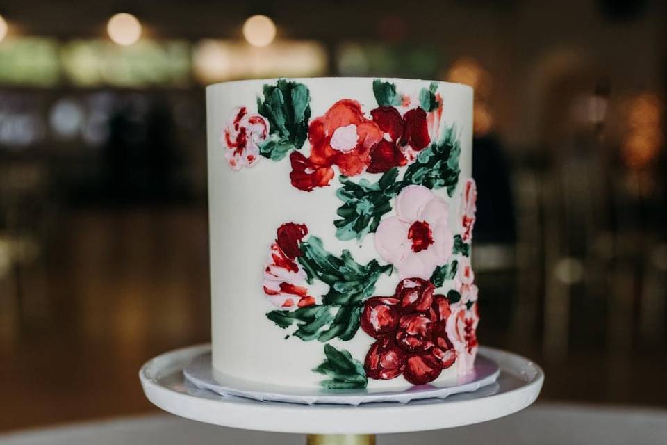 Painted Floral Cake