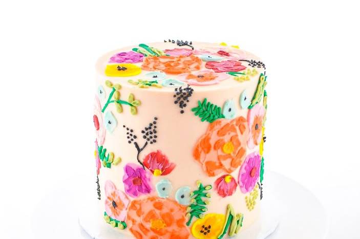 Palette knife floral cake