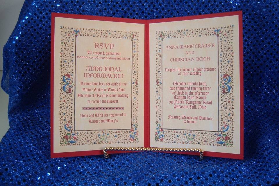 Medieval Double Invite- Red