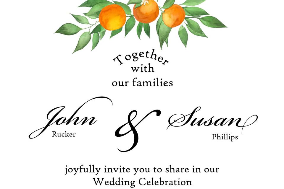 All-in-one invite w/oranges