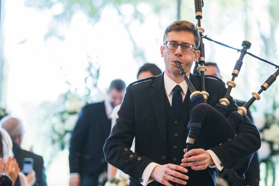 Wedding bagpipes in Scotland.
