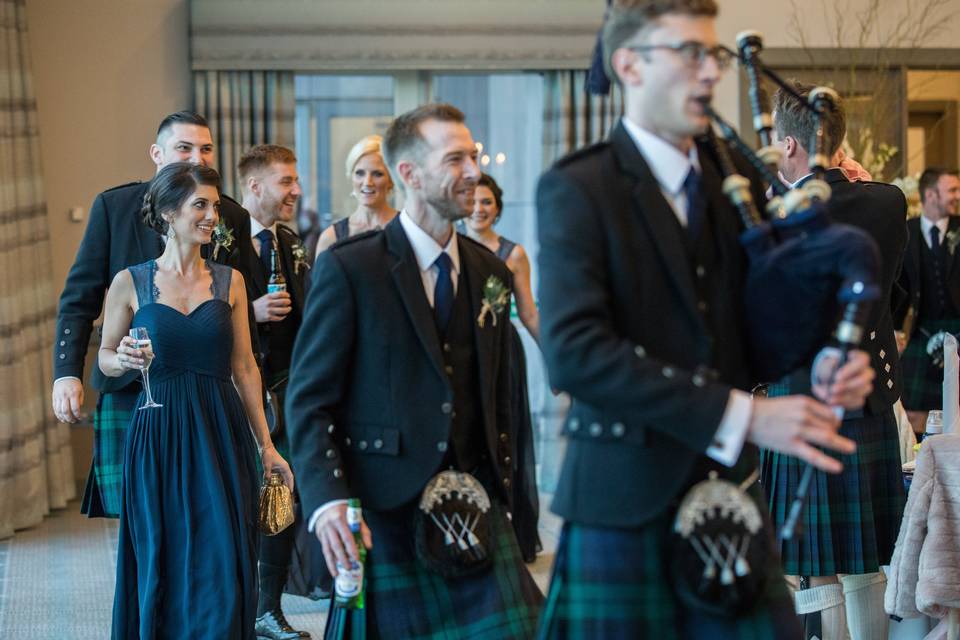 Wedding bagpipes in Scotland.