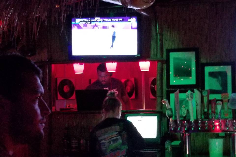 DJ Booth with uplighting