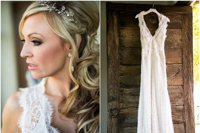 A bride and her wedding dress, elegant, fashionable. Destination weddings available in lake Tahoe.
