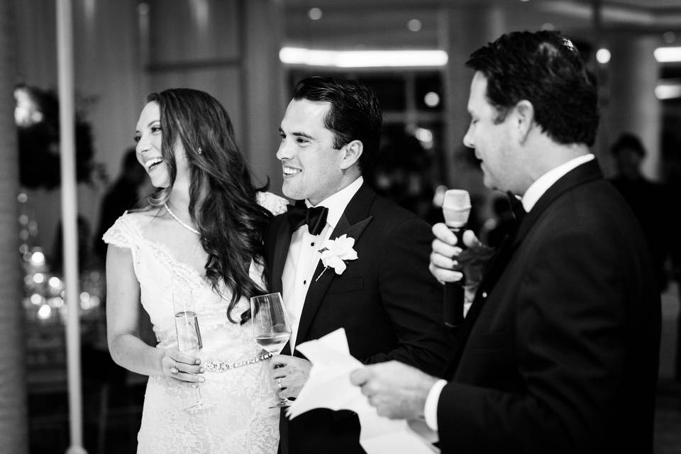 Reactions and candid photos of couples and guests enjoying moments together.
