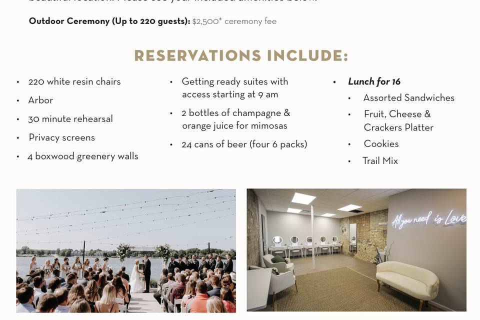 Ceremony Pricing