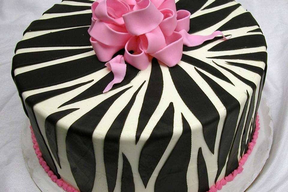 Italian Buttercream Zebra cake with fondant decorations