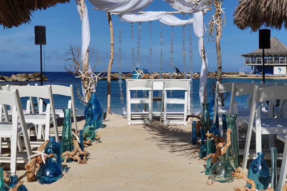 Blue beach wedding