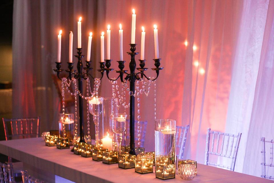 Tall crystal centerpiece