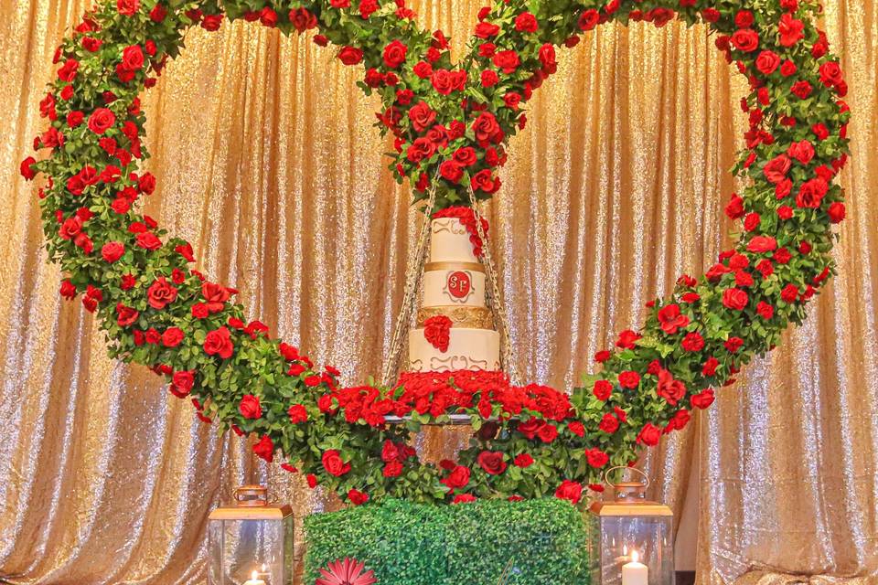 Red flower arch