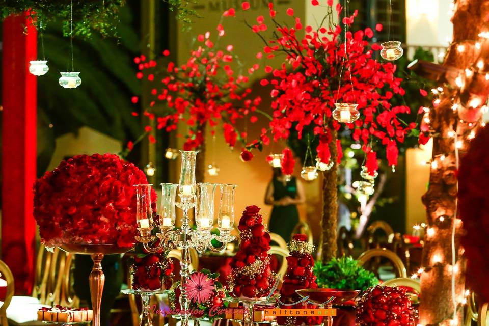 Red Valentine wedding