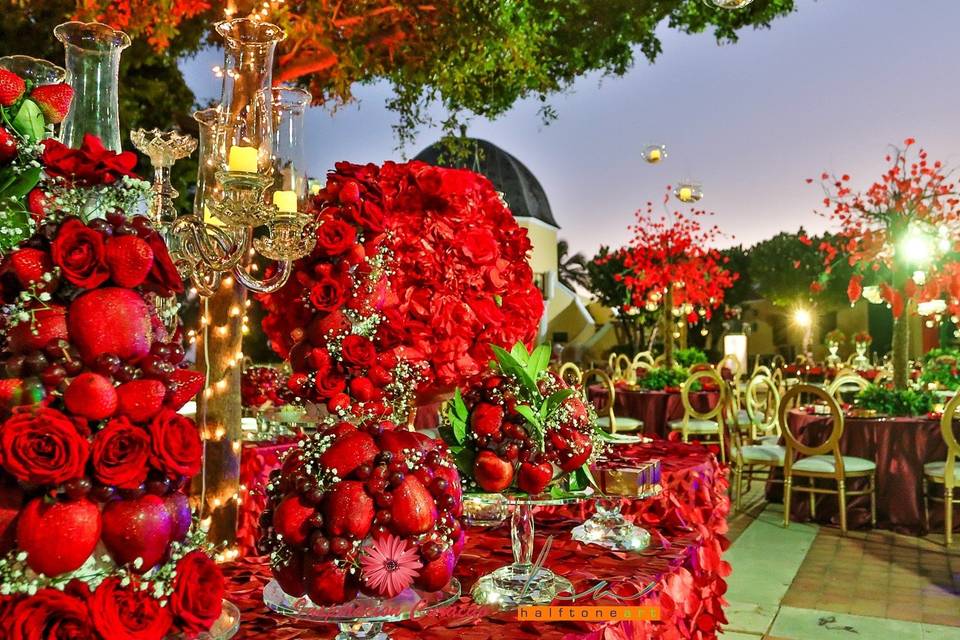 Red Valentine wedding