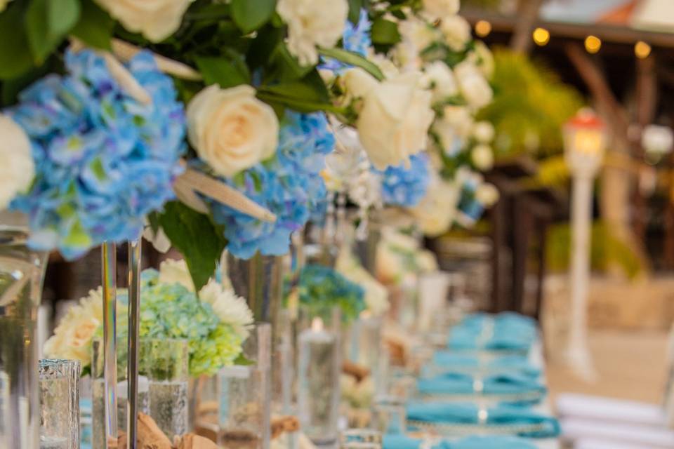 White flower garland