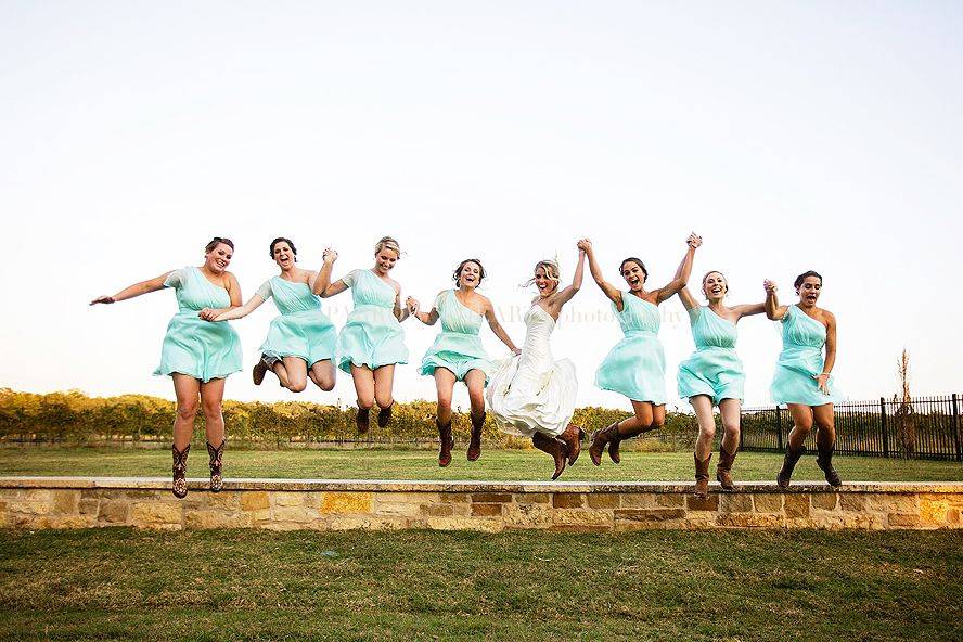 The bride with her bridesmaids