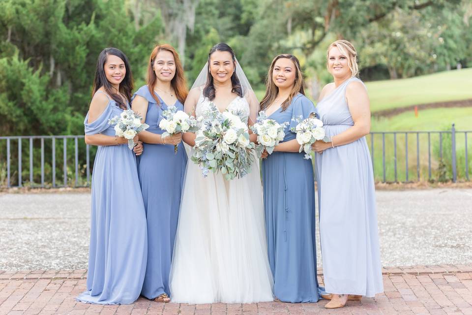 Bride with bridesmaids