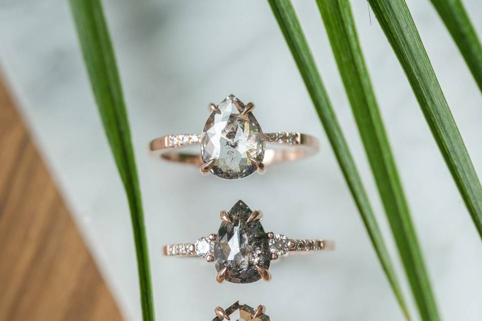 Salt and Pepper Diamond Engagement Ring, Point No Point Studio 3