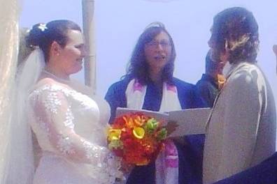 Interfaith marriage overlooking the ocean