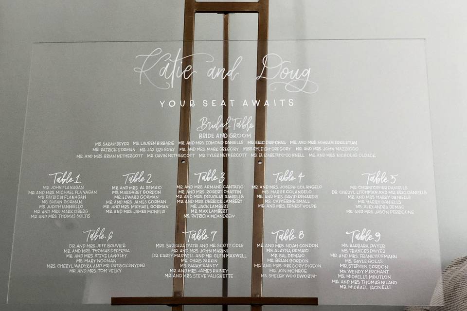 Clear Acrylic Seating Chart