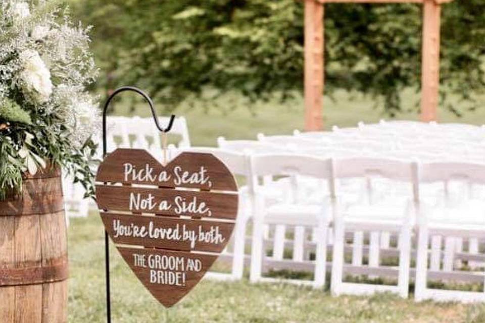 Choose a seat not a side wedding ceremony sign - rustic wedding