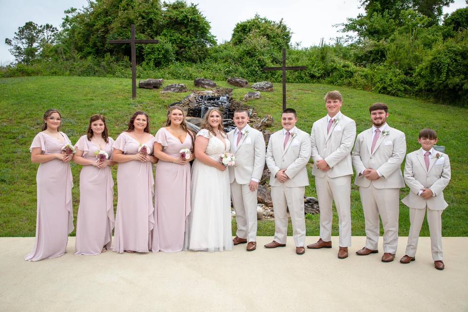 Bridal Party at Waterfall