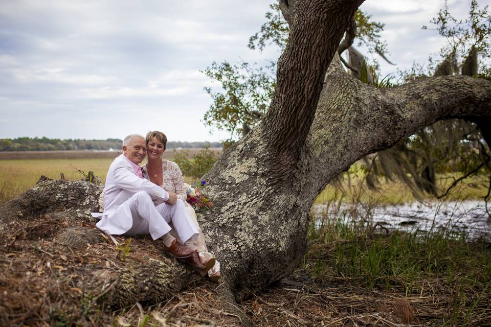 Environmental wedding portrait